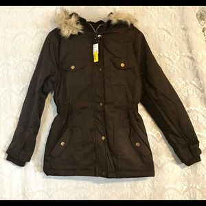 NWT Girls, Size 14, Brown, Faux Fur Hooded Coat